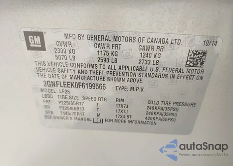 2015 Chevrolet Equinox Ls from USA, damaged, VIN 2GNFLEEK0F6199566